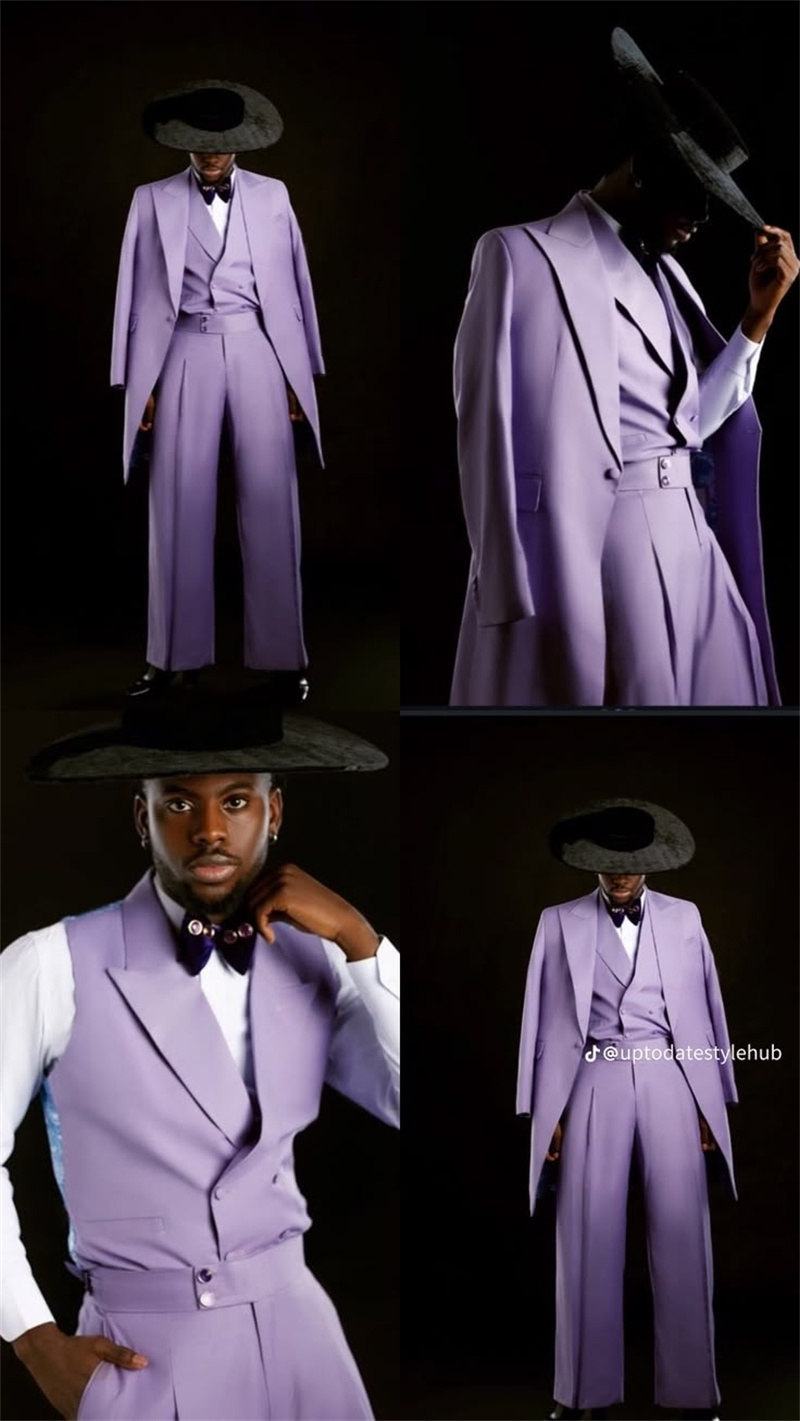 Men Formal Wear Purple - Purple Men Suit Set 3 Piece