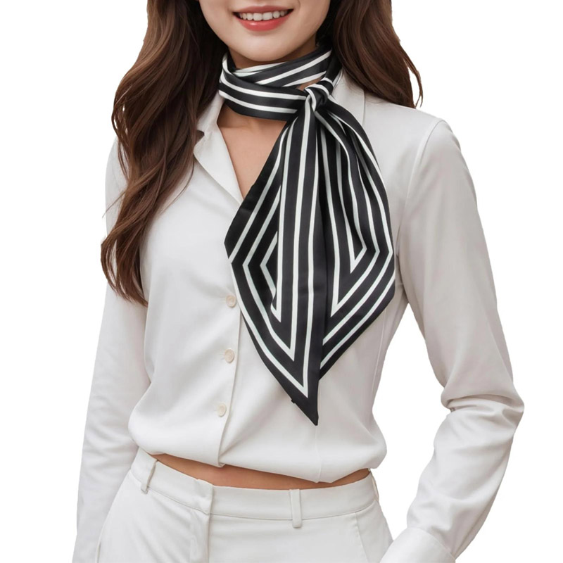 Silk Tie Woven - Fashion Stripes Hair Ribbon Scarf Women