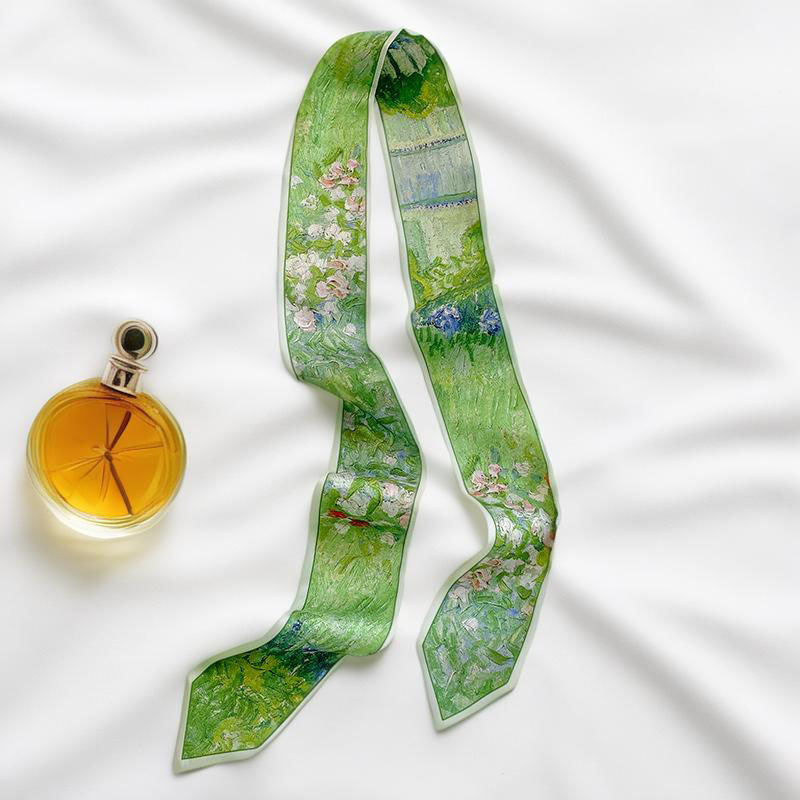 Silk Tie Woven - Prints Long Hairband Skinny Neckerchief Women