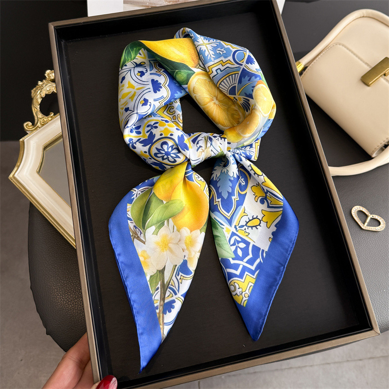 Silk Tie Woven - 2026 New Fruit Print Silk Square