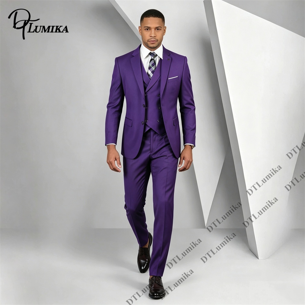 Men Formal Wear Purple - Men's 3 Piece Purple Suit Slim