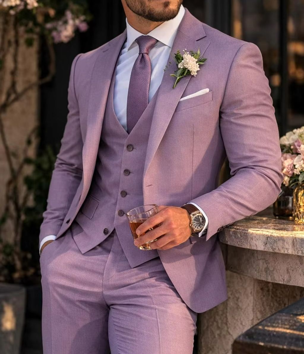 Lavender 3 Piece Men's Suit Li - Men'S Formal Wear Waistcoat recension och pris