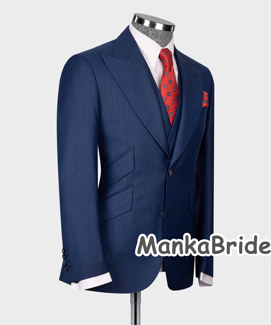 Elegant Navy Blue Classic Wedd - Men Formal Wear With Blazer recension och pris