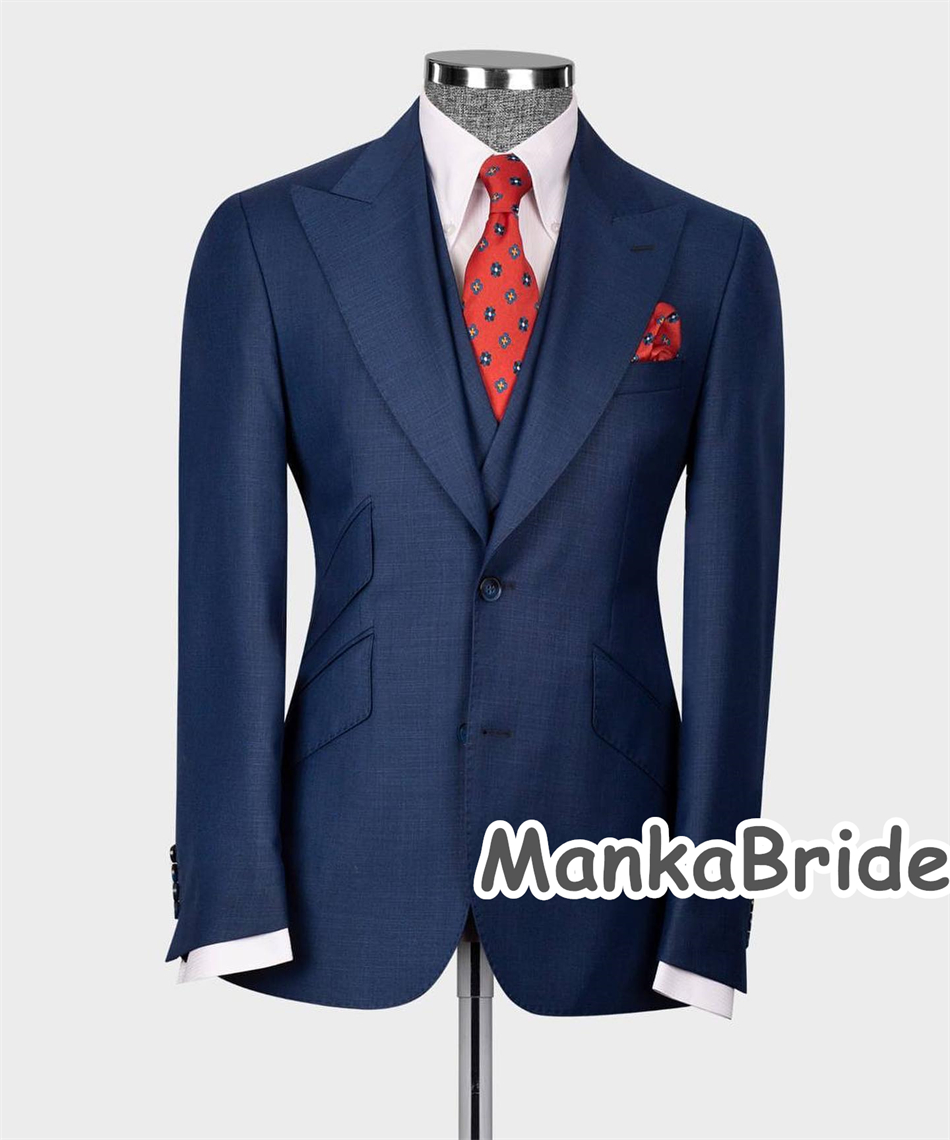 Elegant Navy Blue Classic Wedd - Men Formal Wear With Blazer recension och pris