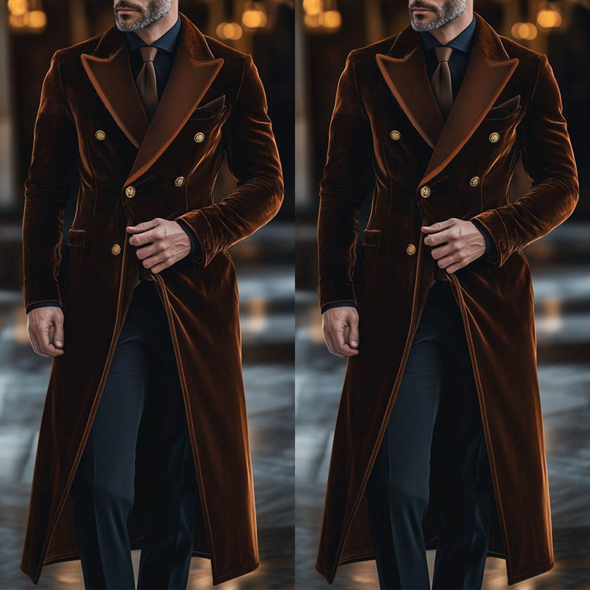 Brown Velvet Men Long Coat Pea - Men'S Formal Wear Waistcoat recension och pris