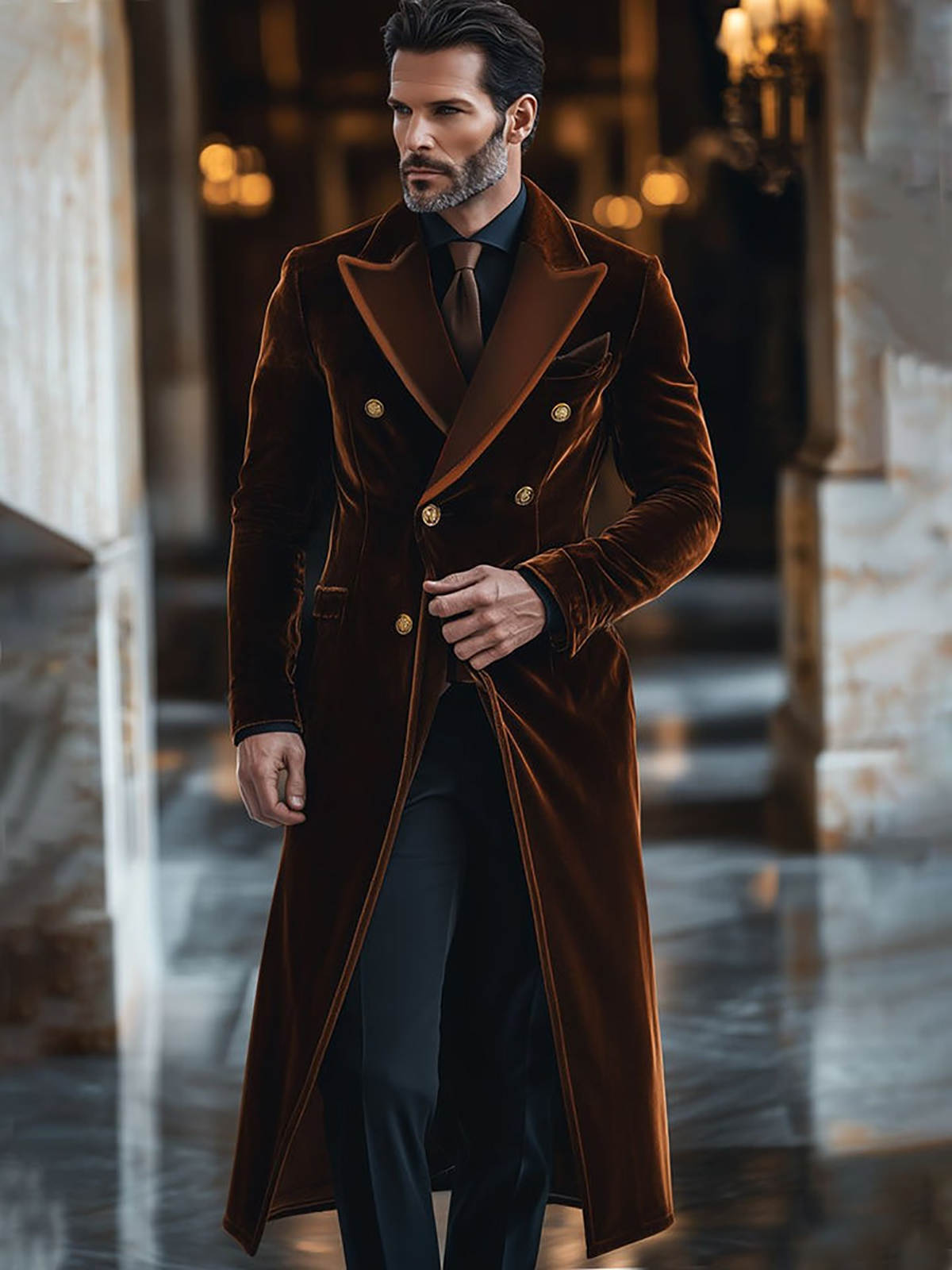 Brown Velvet Men Long Coat Pea - Men'S Formal Wear Waistcoat recension och pris