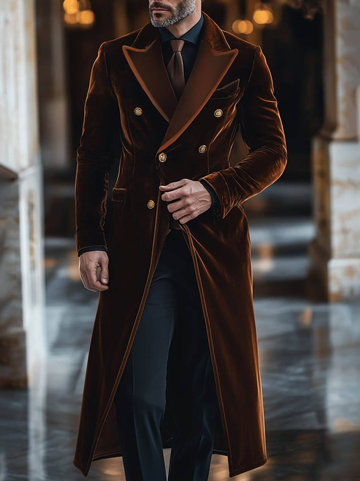 Brown Velvet Men Long Coat Pea - Men'S Formal Wear Waistcoat recension och pris