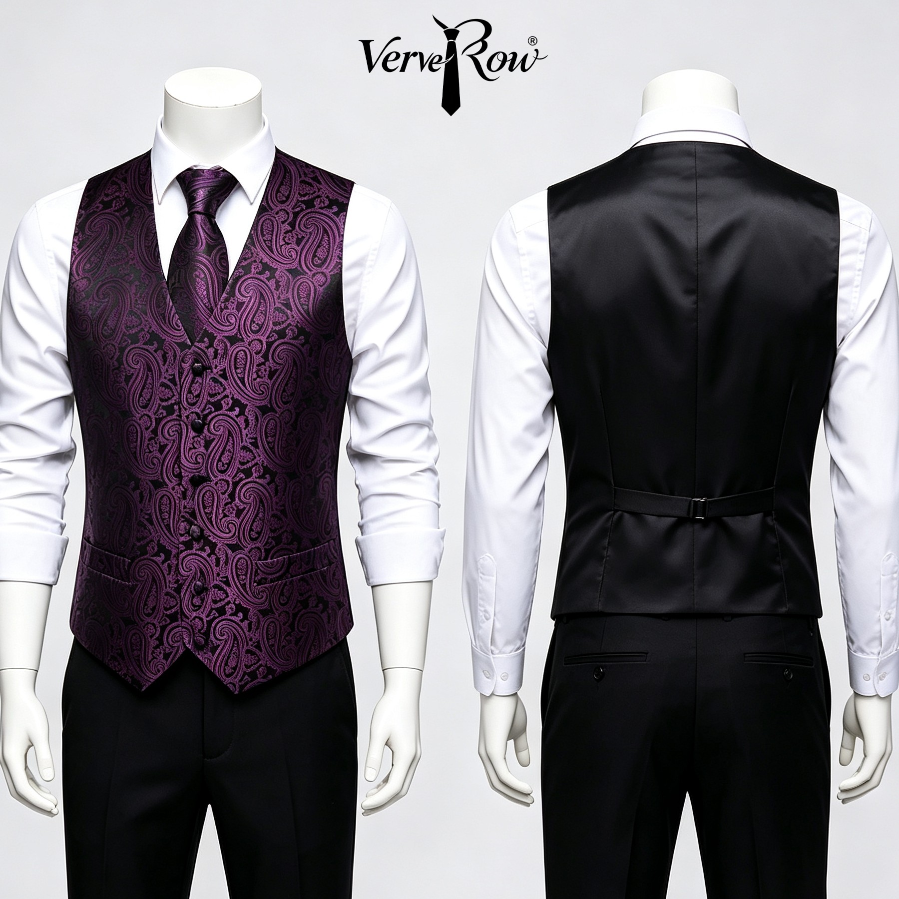Men Purple Tie Handkerchief Th - Men Formal Wear Purple recension och pris