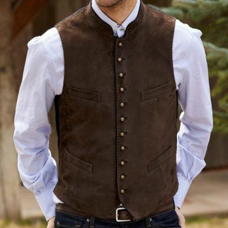 Men Vest Coffee Suede Velvet S - Men Formal Wear Outfits recension och pris
