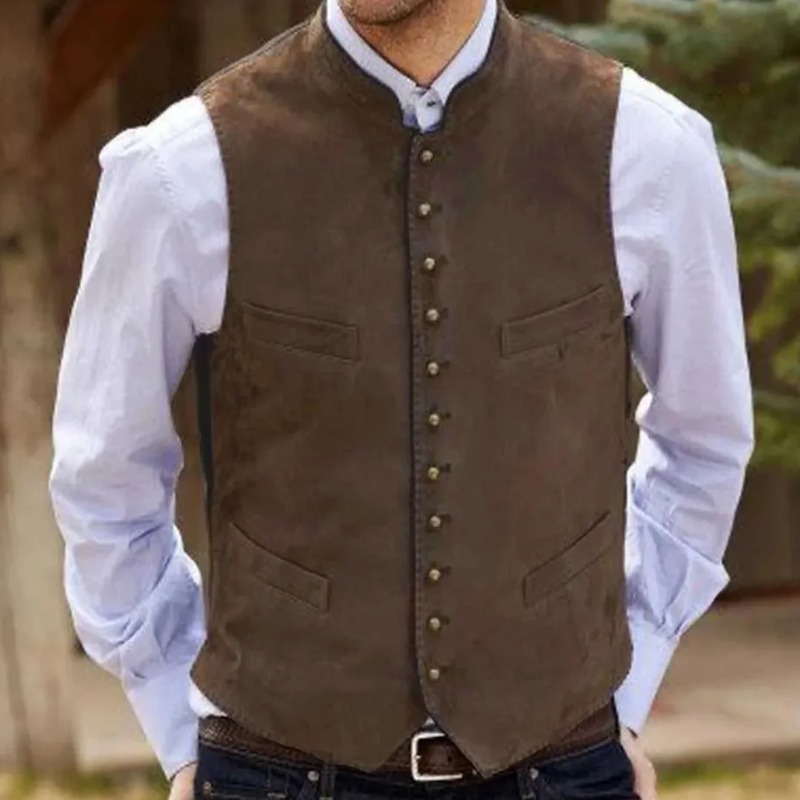 Men Vest Coffee Suede Velvet S - Men Formal Wear Outfits recension och pris