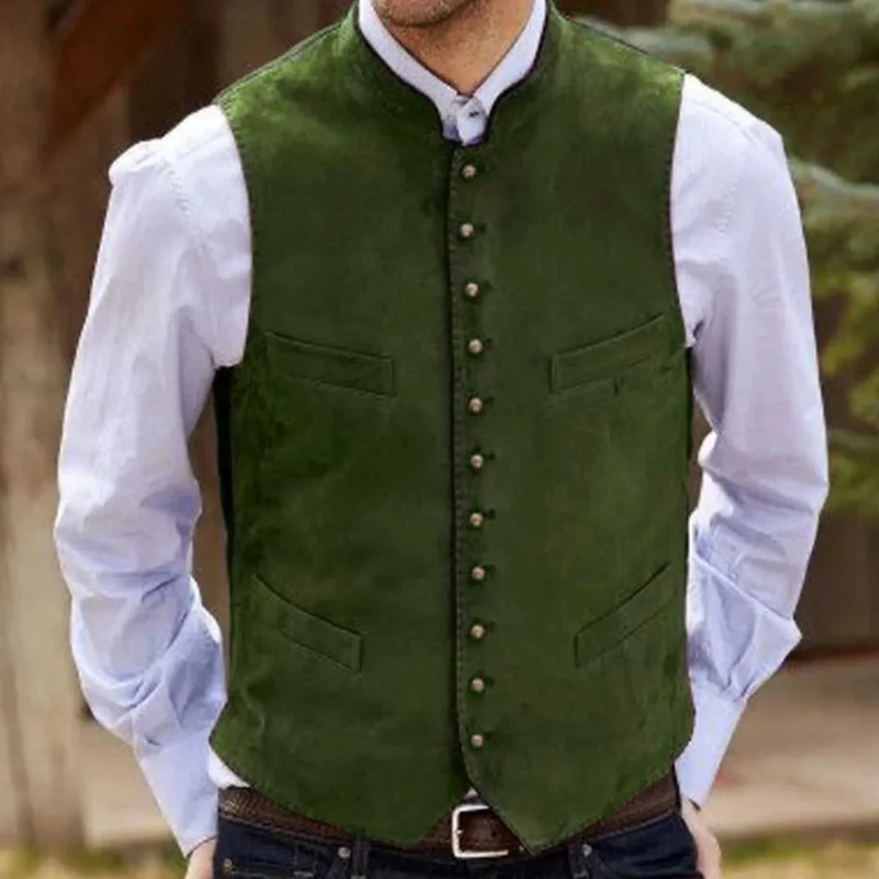 Men Vest Coffee Suede Velvet S - Men Formal Wear Outfits recension och pris