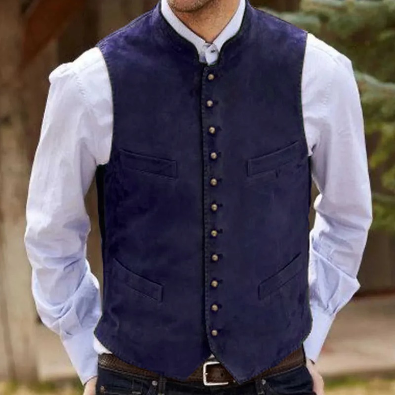 Men Vest Coffee Suede Velvet S - Men Formal Wear Outfits recension och pris