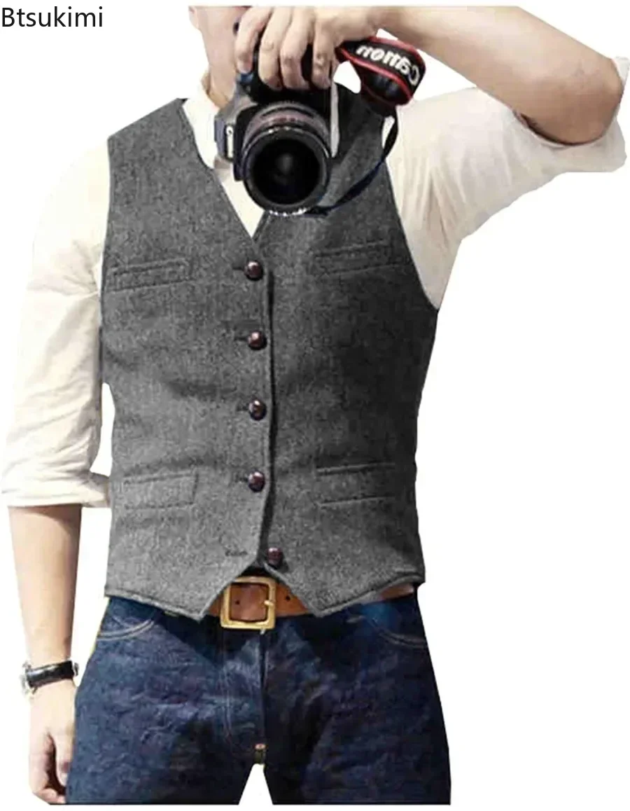 2026 Men's Vintage V Neck Suit - Men'S Formal Wear Waistcoat recension och pris