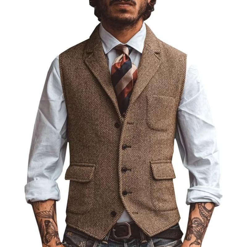 Retro Tweed Men's Vest Herring - Men'S Formal Wear Waistcoat recension och pris