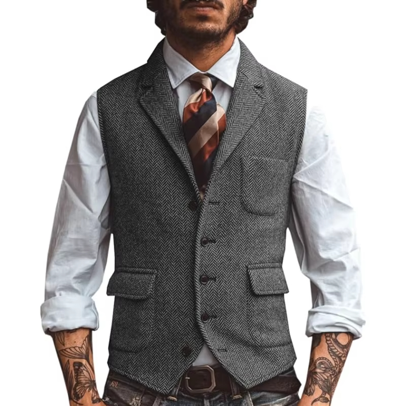 Retro Tweed Men's Vest Herring - Men'S Formal Wear Waistcoat recension och pris