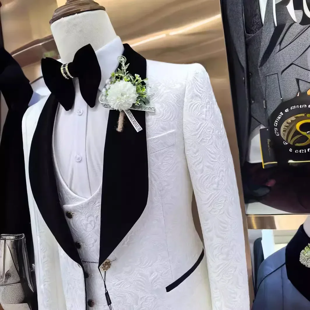 3 Pcs Floral Wedding Suits for - Men Formal Wear 2025 recension och pris