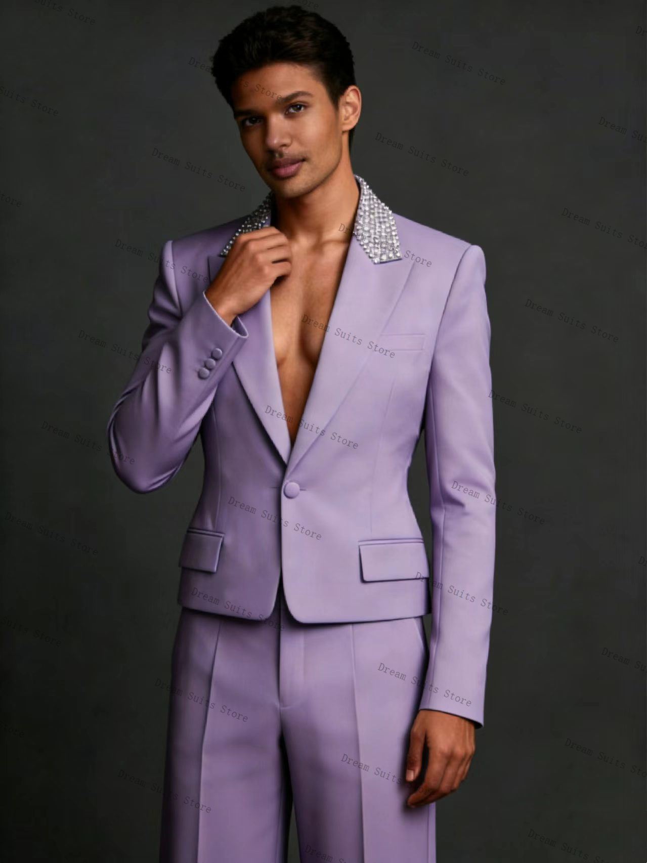 Crystals Men Suit Set 2 Pcs Bl - Men Formal Wear Purple recension och pris
