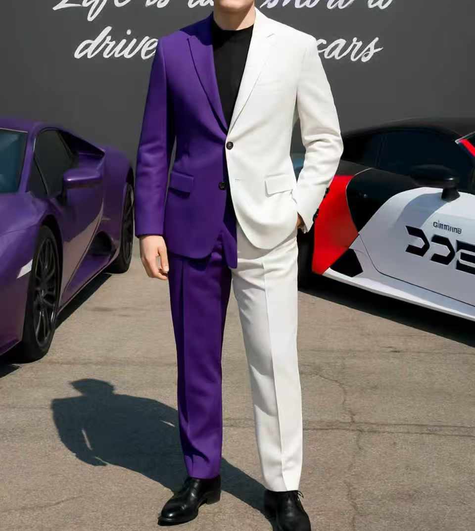 Purple White Men Suit Set 2 Pc - Men Formal Wear Purple recension och pris