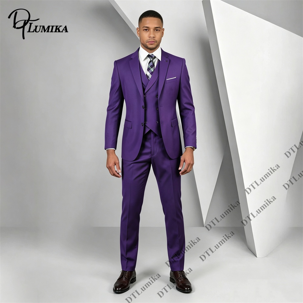 Men's 3 Piece Purple Suit Slim - Men Formal Wear Purple recension och pris