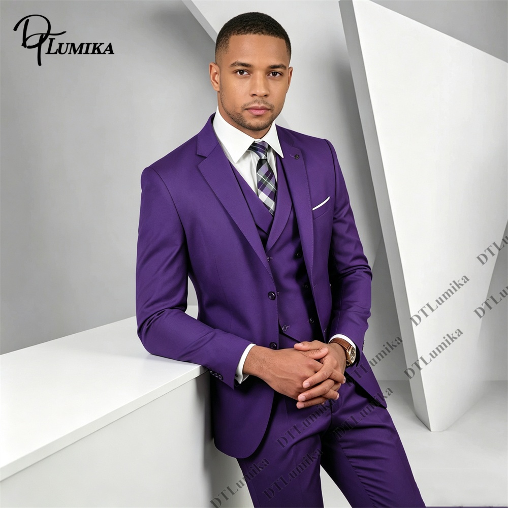 Men's 3 Piece Purple Suit Slim - Men Formal Wear Purple recension och pris