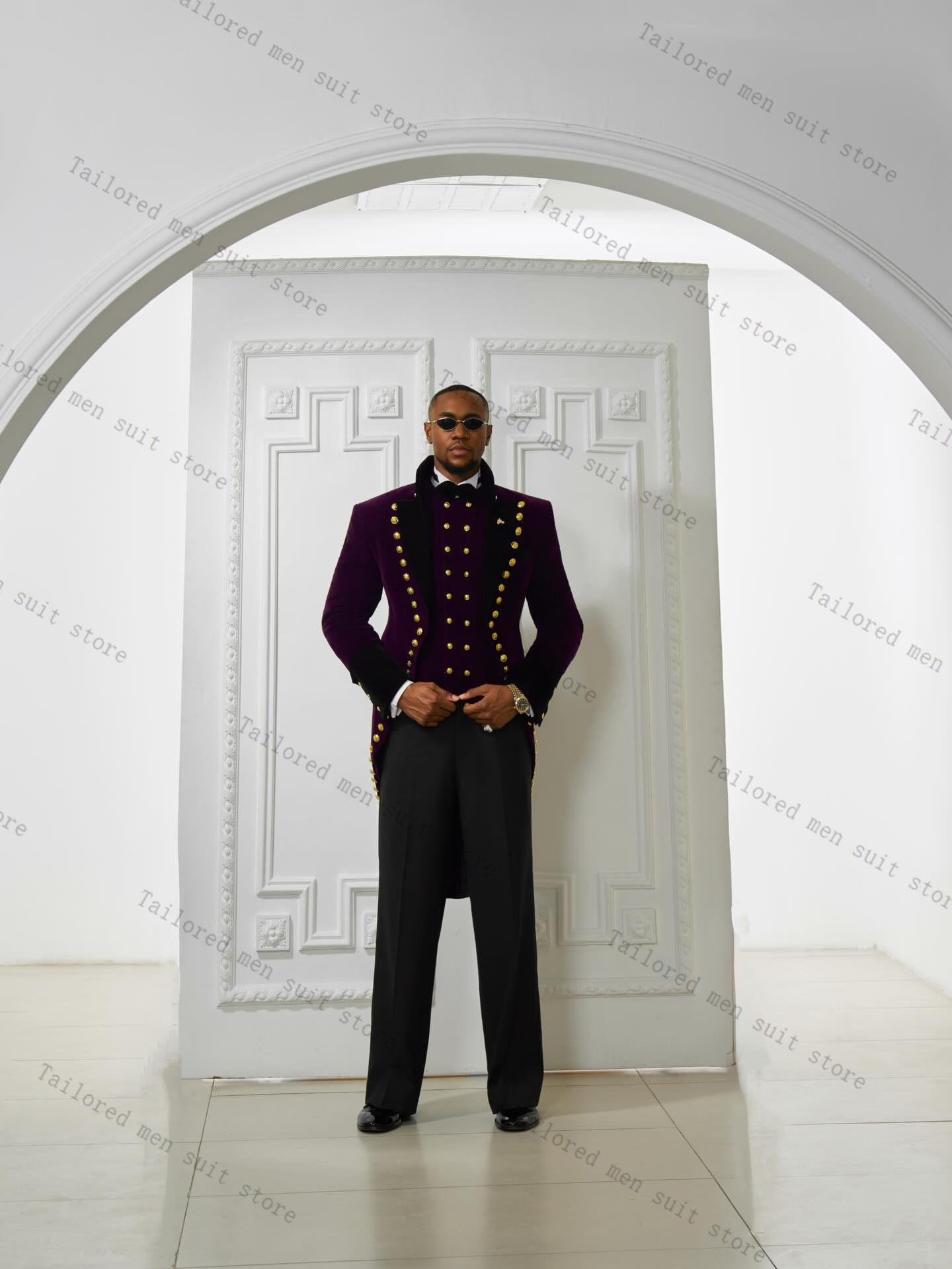 Purple Men Suits Pants Set 2 P - Men Formal Wear Purple recension och pris