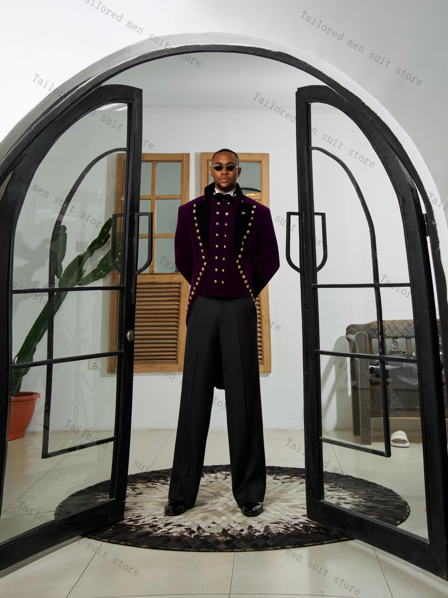 Purple Men Suits Pants Set 2 P - Men Formal Wear Purple recension och pris